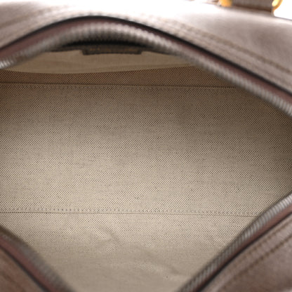 Gucci X ADIDAS Crystal Vintage Monogram Textured Dollar Calfskin Web Trefoil Logo Mini Bowling Bag Mid Natural Nut Off White New Acero 5 of 10