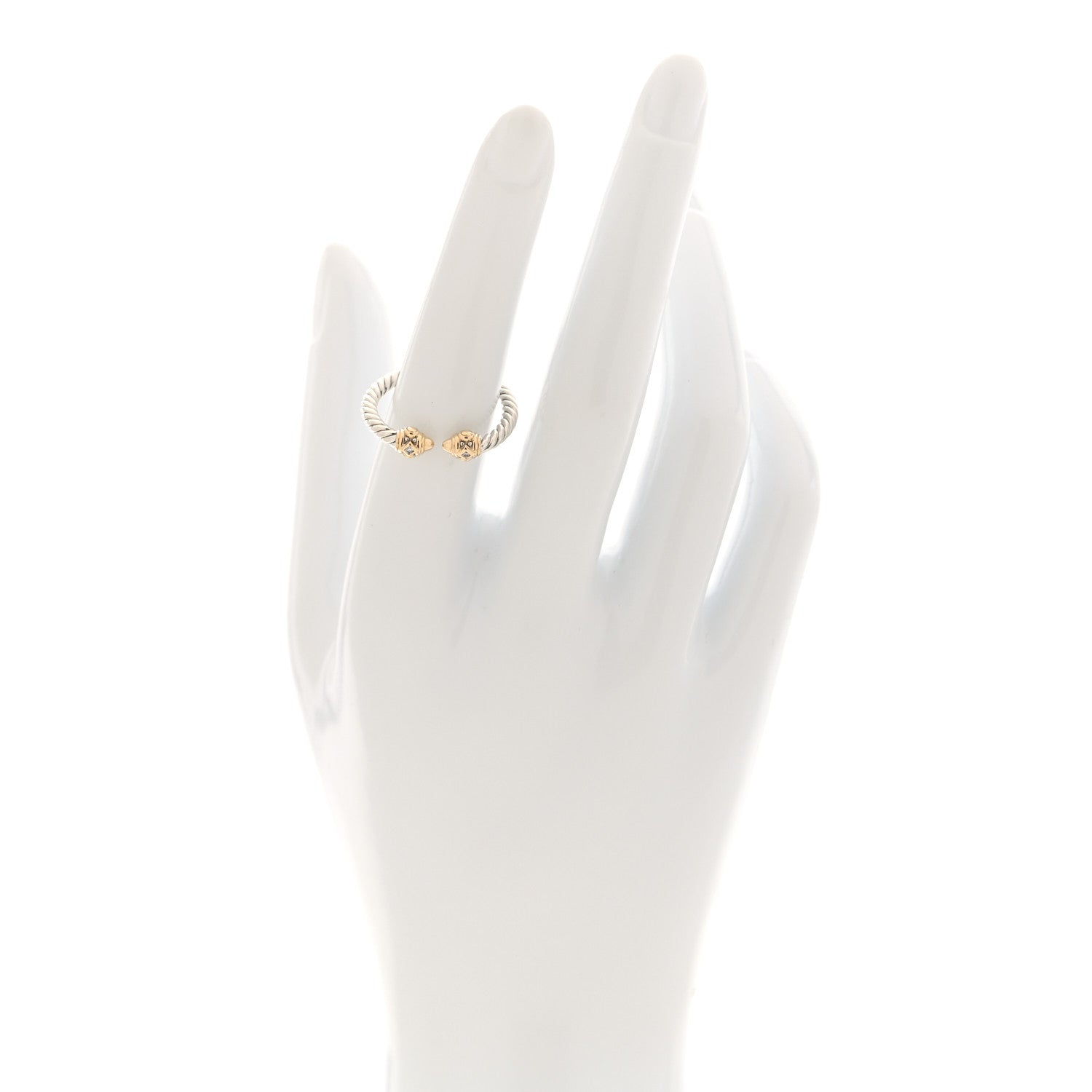 David Yurman Sterling Silver 14K Yellow Gold Diamond Renaissance Ring 53 6.25 2 of 4