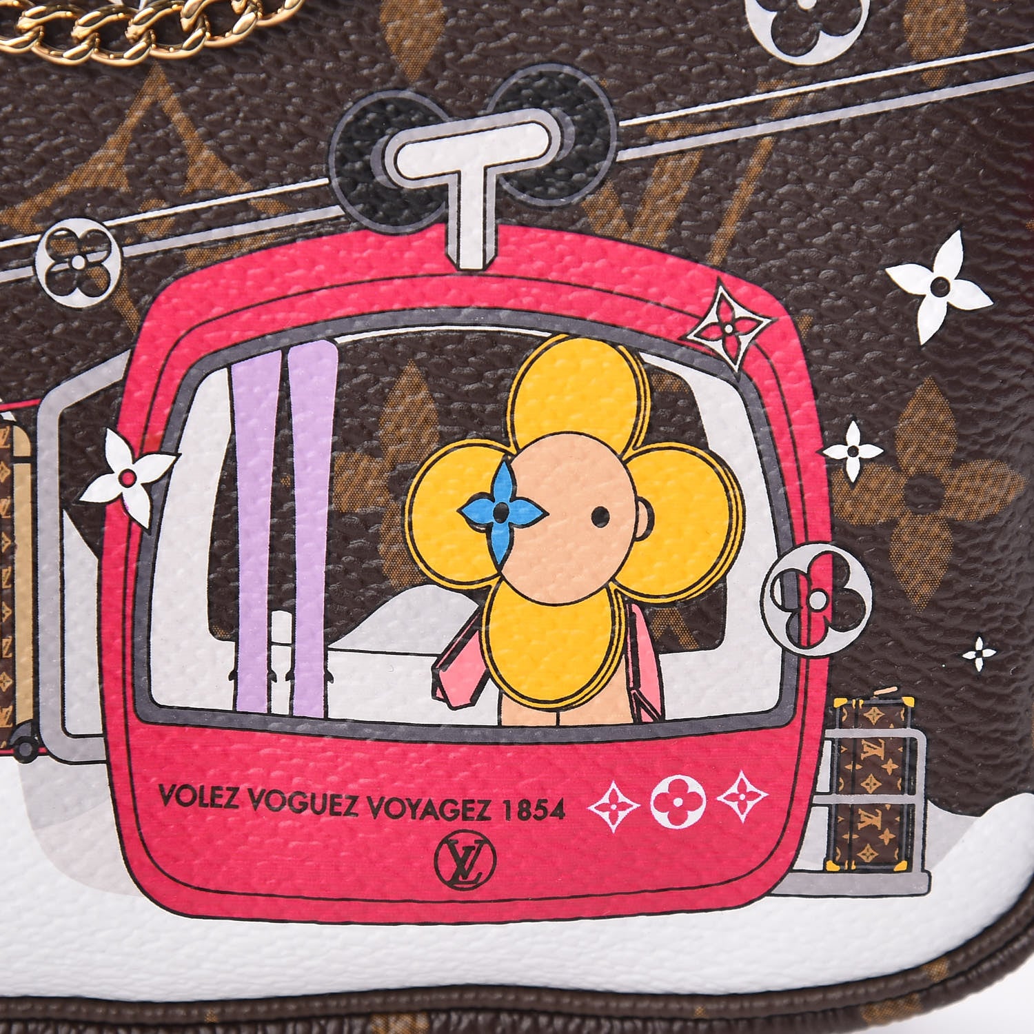 Louis Vuitton Monogram 2019 Christmas Animation Mini Courchevel Pochette Accessories Fuchsia 8 of 9