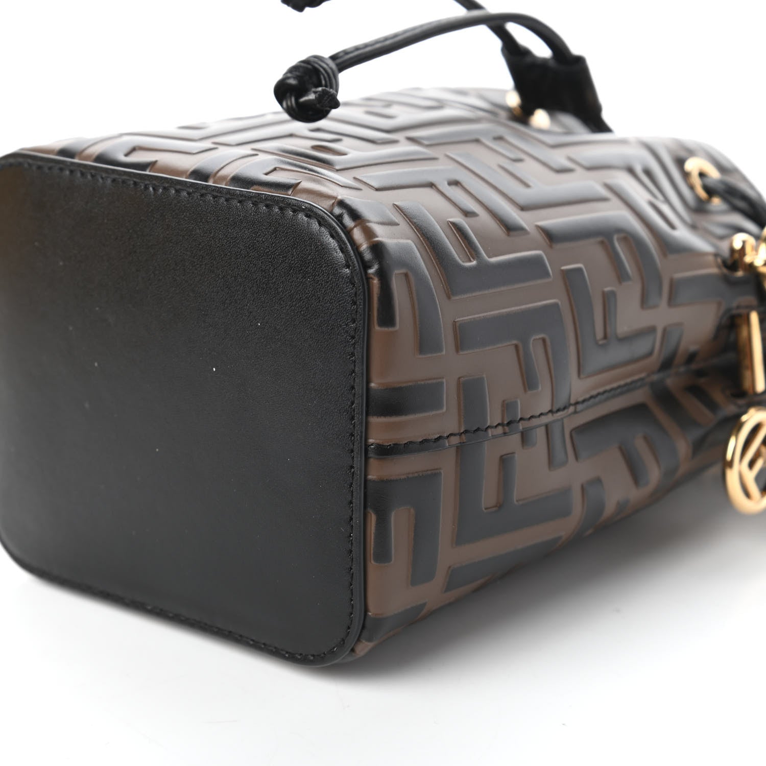 Fendi Vitello Liberty F is Fendi Bi-Color FF 1974 Embossed Mini Mon Tresor Bucket Bag Maya Black 7 of 11