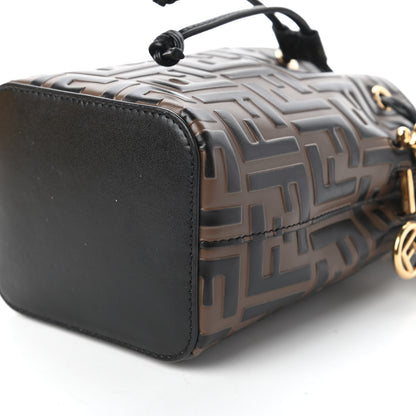 Fendi Vitello Liberty F is Fendi Bi-Color FF 1974 Embossed Mini Mon Tresor Bucket Bag Maya Black 7 of 11