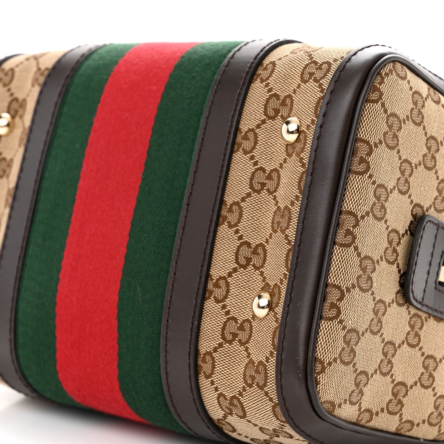 Gucci Monogram Vintage Web Small Boston Dark Brown 10 of 11