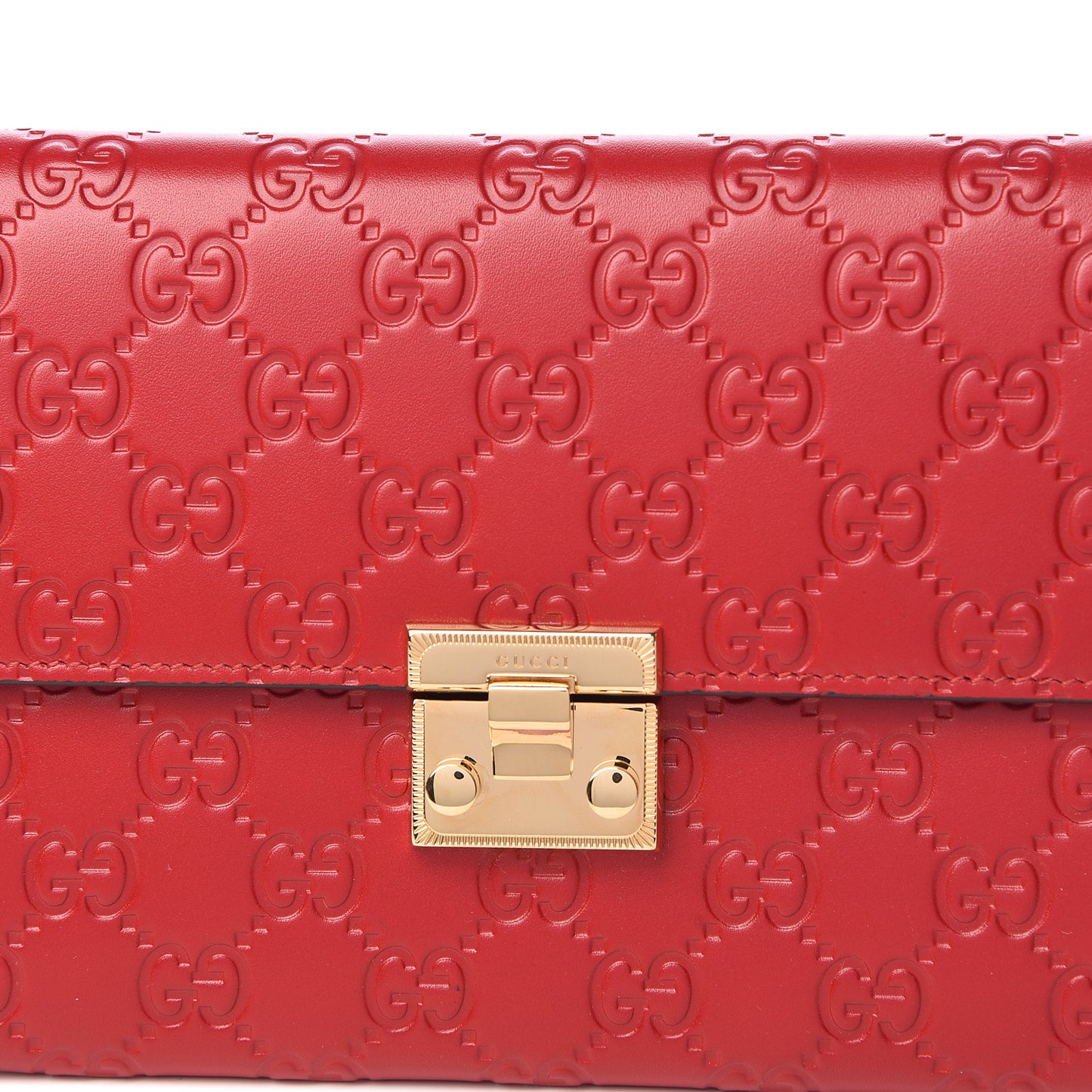 Guccissima Padlock Clutch Hibiscus Red