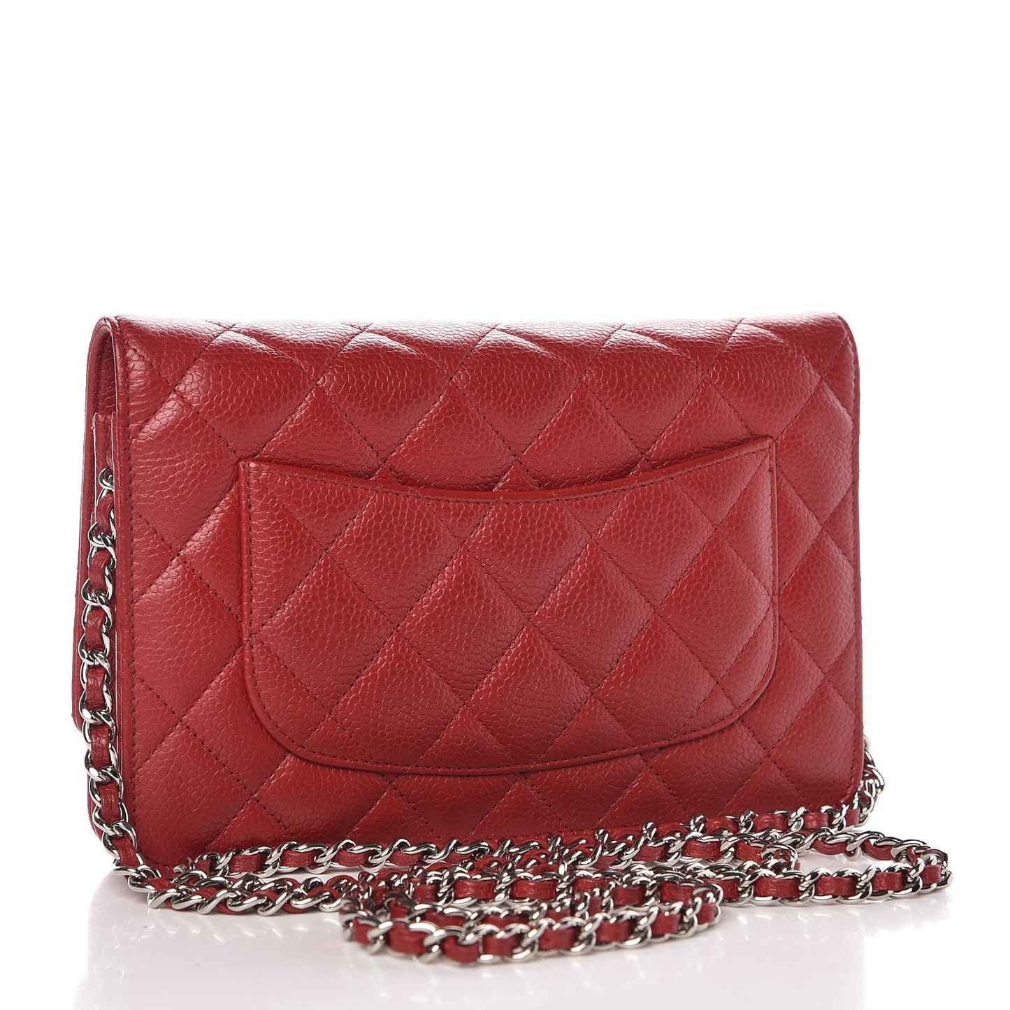 Caviar Quilted Wallet on Chain WOC Red