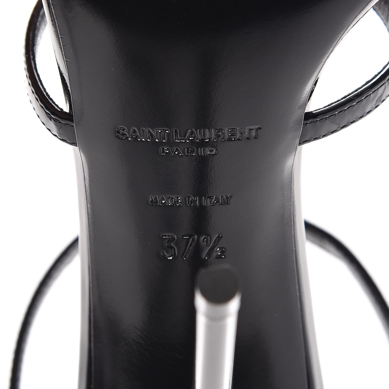 Saint Laurent Patent Cassandra 110 Ankle Strap Sandals 37.5 Black 6 of 9
