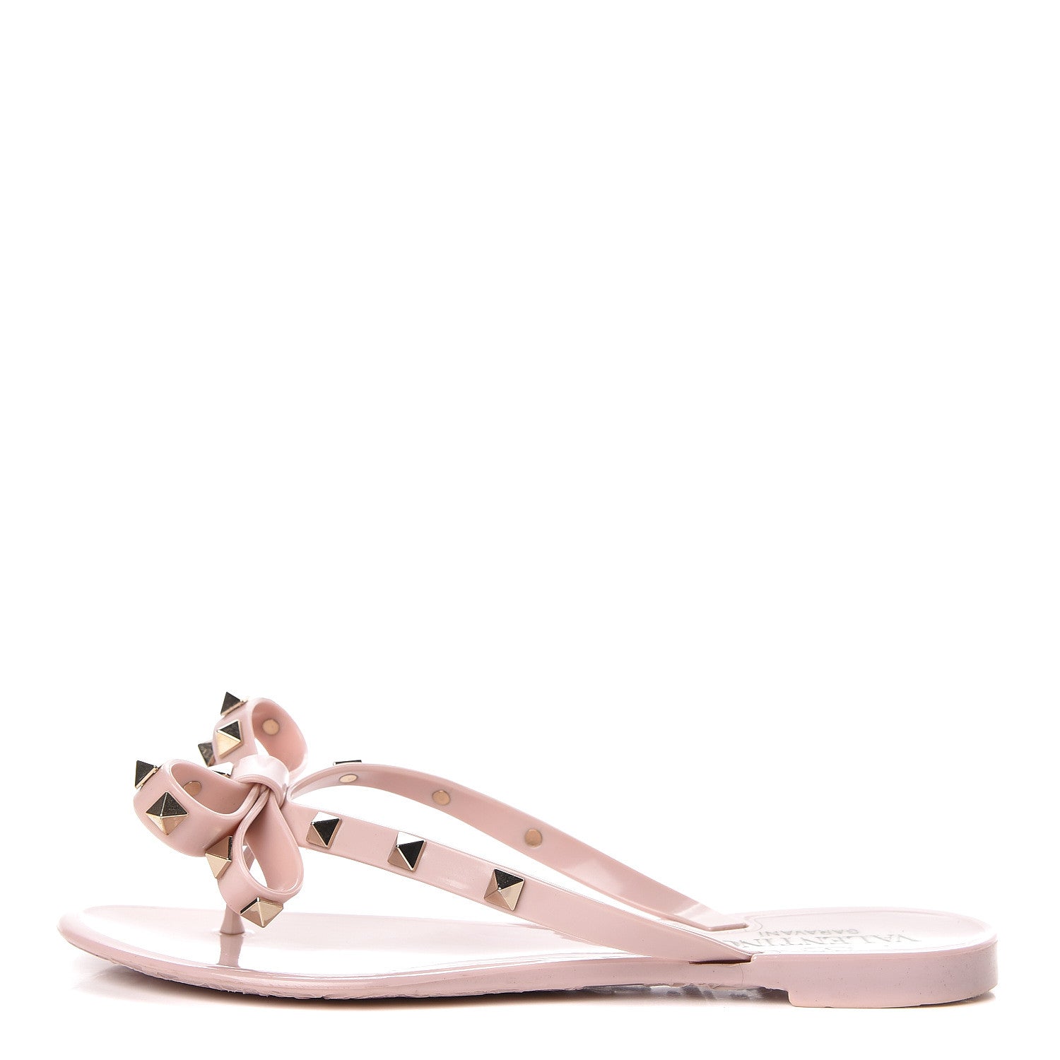 Valentino Garavani PVC Jelly Rockstud Bow Thong Sandals Water Rose 1 of 10