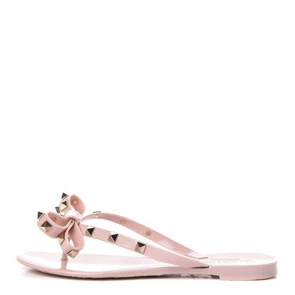 Valentino Garavani PVC Jelly Rockstud Bow Thong Sandals Water Rose 1 of 10