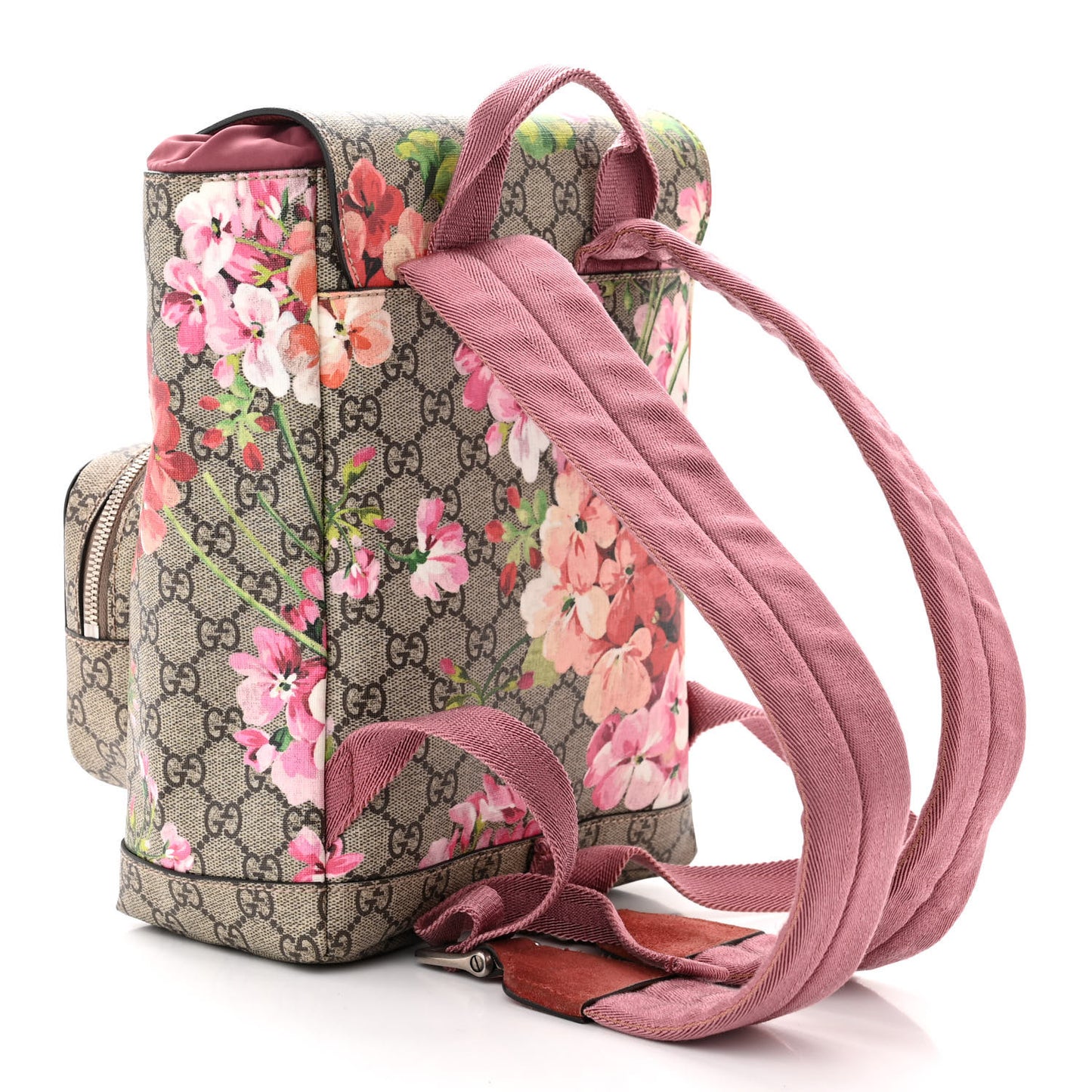 GG Supreme Monogram Blooms Small Single Buckle Backpack Beige Multicolor Dry Rose