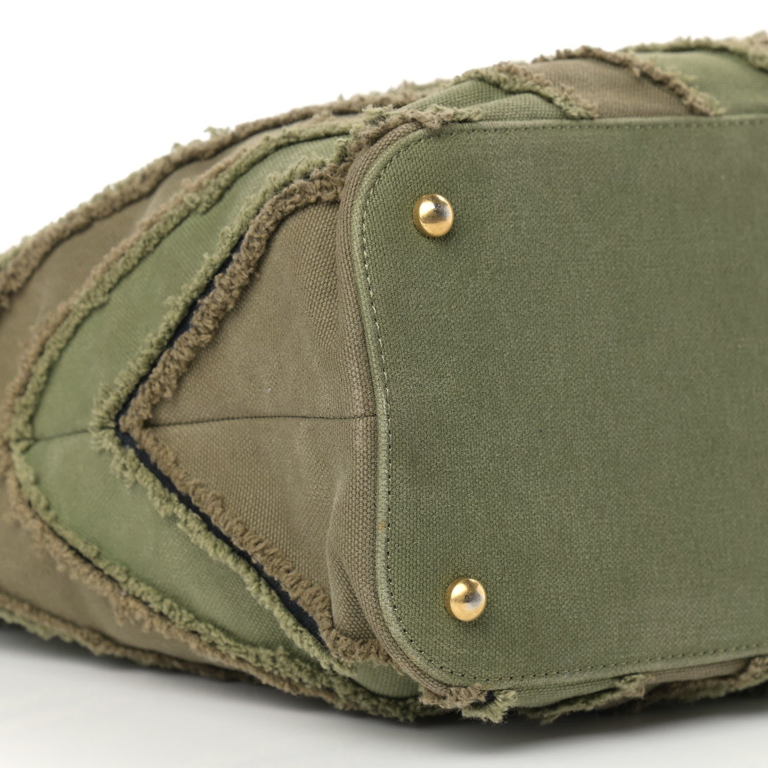 Chanel Canvas Chevron Cuba Patchwork Shopper Tote Khaki 7 of 12