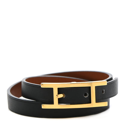 Hermes Chamonix Behapi Double Tour Bracelet T1 Black Fauve 1 of 9
