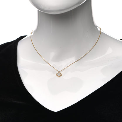 Van Cleef & Arpels 18K Yellow Gold Mother of Pearl Sweet Alhambra Pendant Necklace 2 of 7