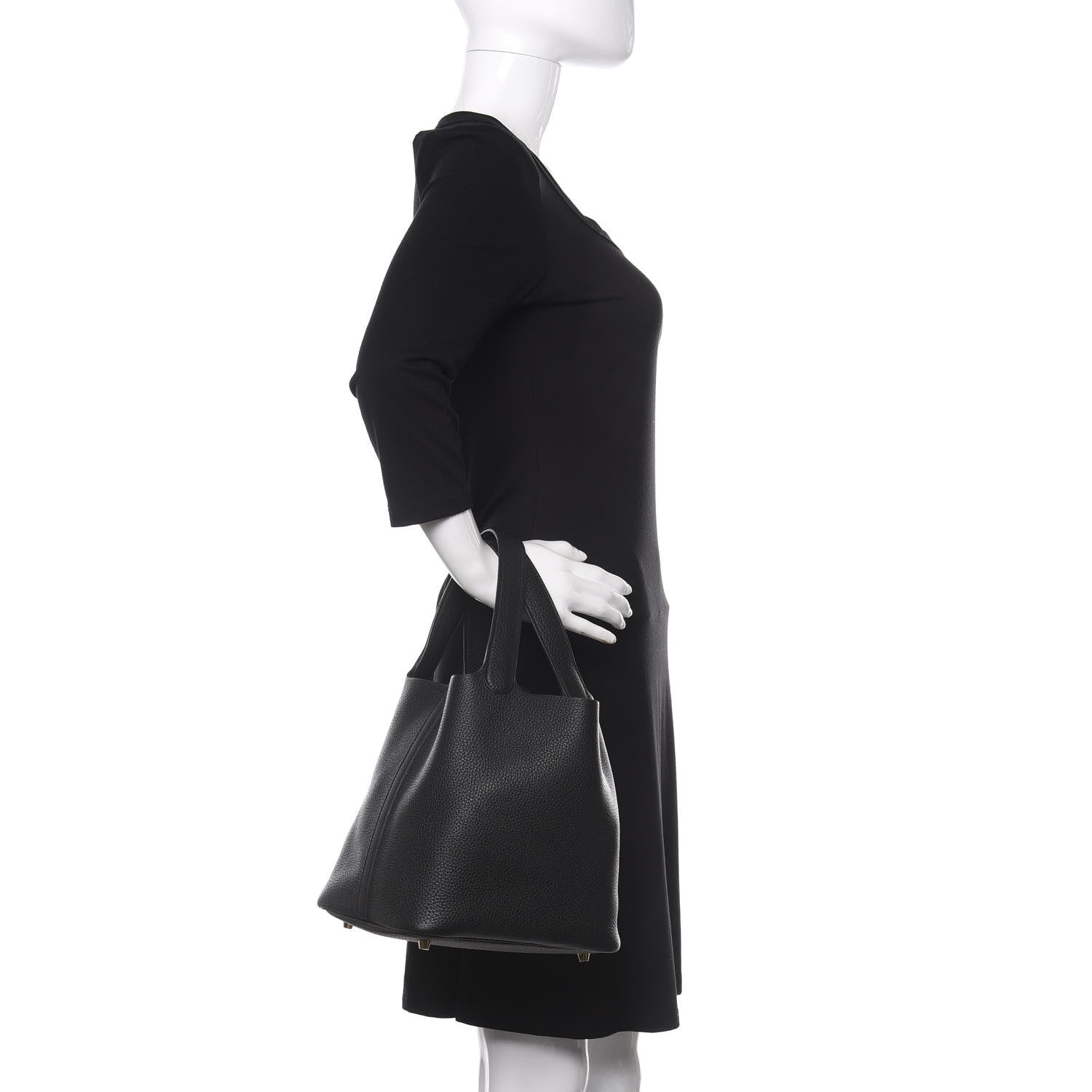 Hermes Taurillon Clemence Picotin Lock 22 MM Black 2 of 11