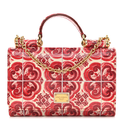 Dolce & Gabbana Patent Majolica Printed Mini Sicily Von Bag Red White 1 of 8