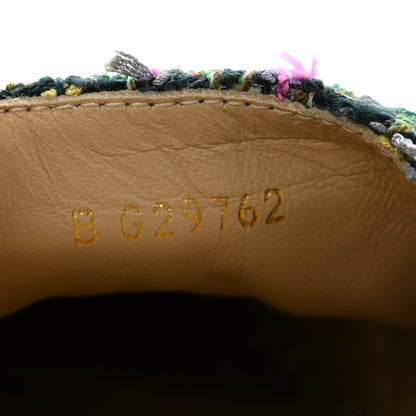 Chanel Tweed Grosgrain CC Espadrilles 40 Green Pink Yellow Black 8 of 9