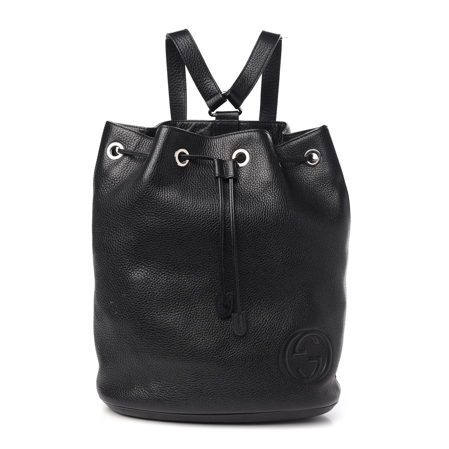 Gucci Pebbled Calfskin Small Soho Drawstring Backpack Black 1 of 9