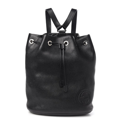 Gucci Pebbled Calfskin Small Soho Drawstring Backpack Black 1 of 9