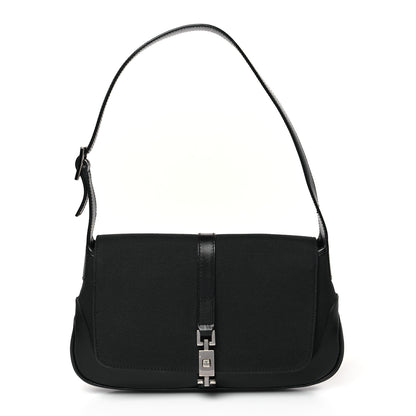 Gucci Canvas Calfskin Small Jackie O Hobo Black 1 of 9