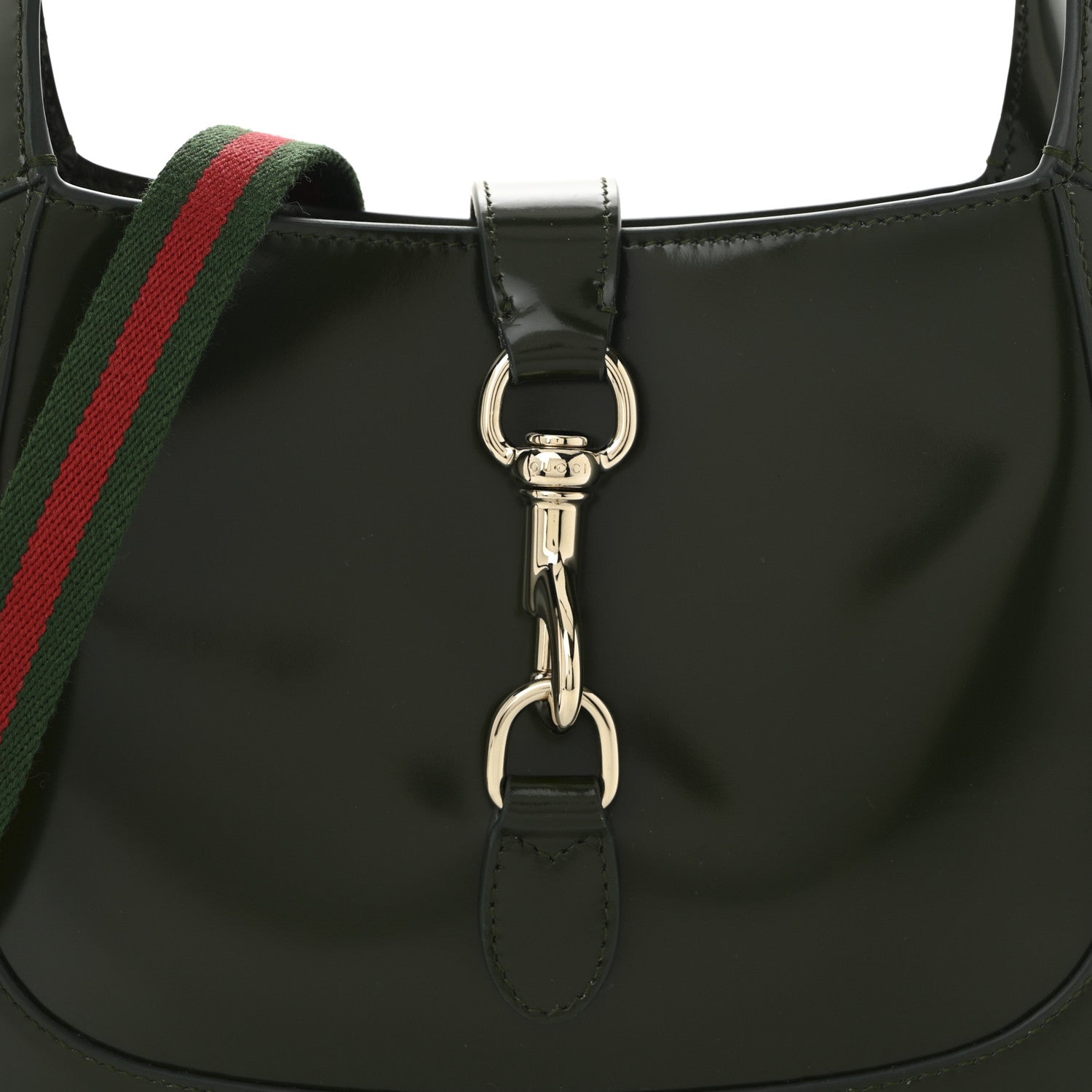 Gucci Glossed Calfskin Small Jackie Shoulder Bag Forest Green 8 of 10