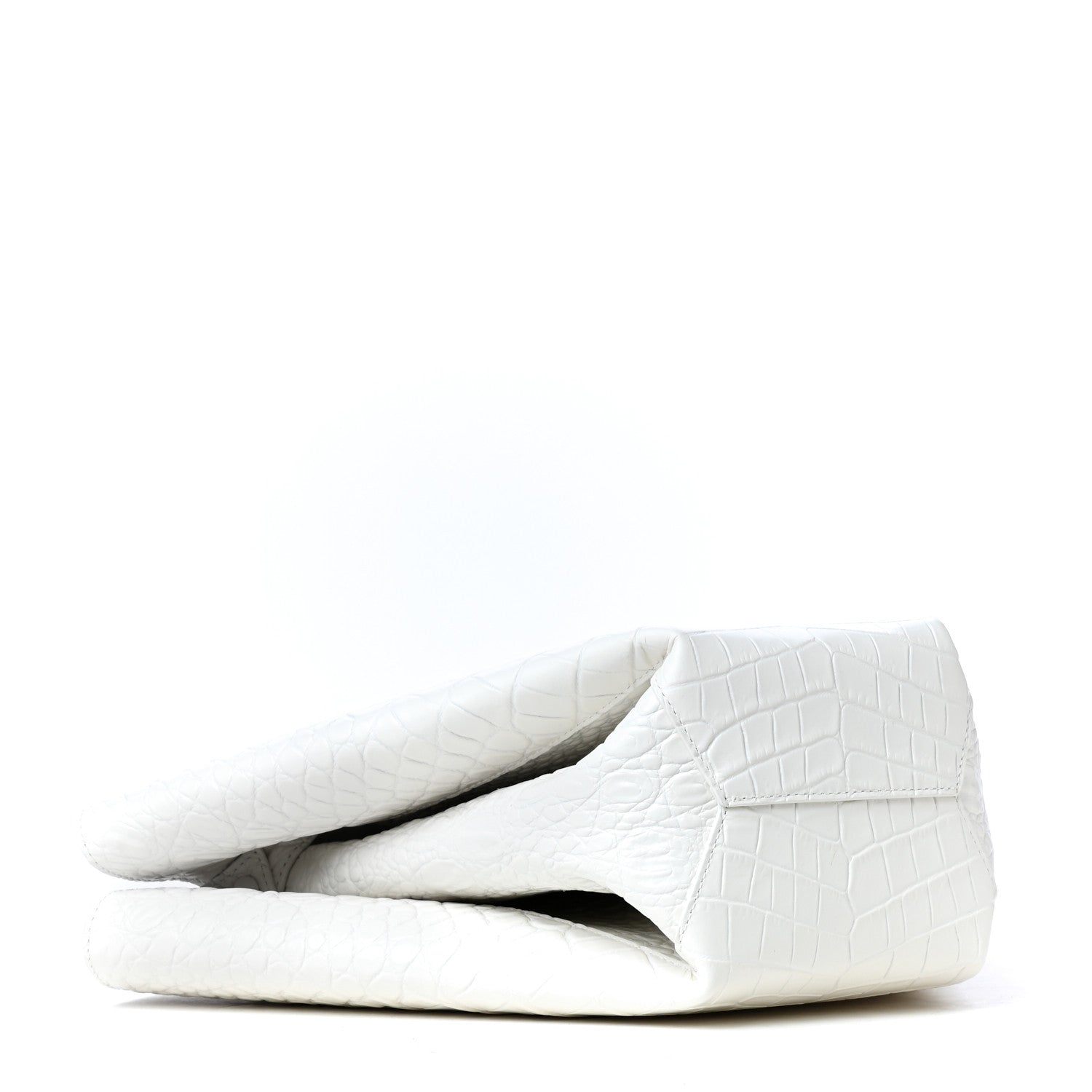 Bottega Veneta Calfskin Crocodile Embossed Doll Top Handle Bag White 6 of 8