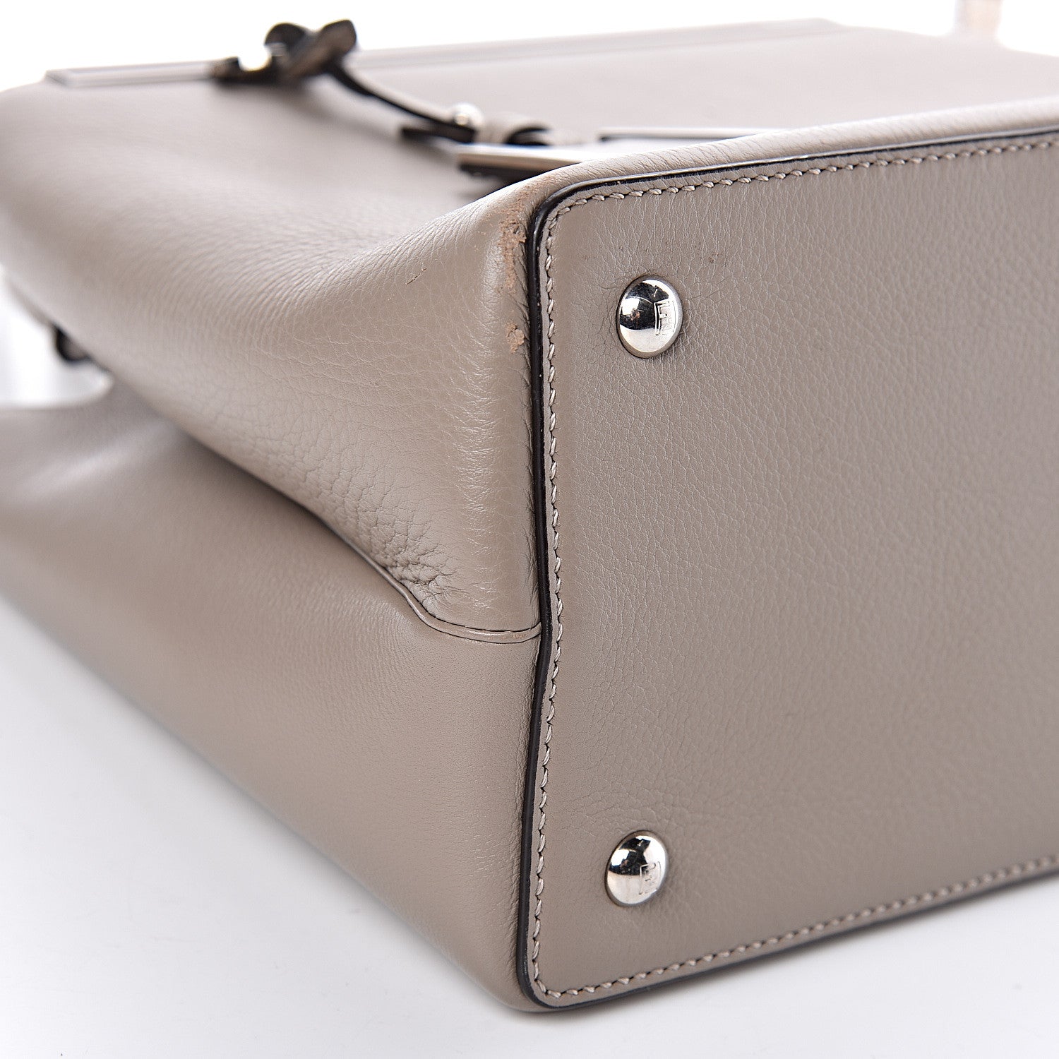 Fendi Vitello Dolce Century Petite 2Jours Tote Tortora Carbone 9 of 11