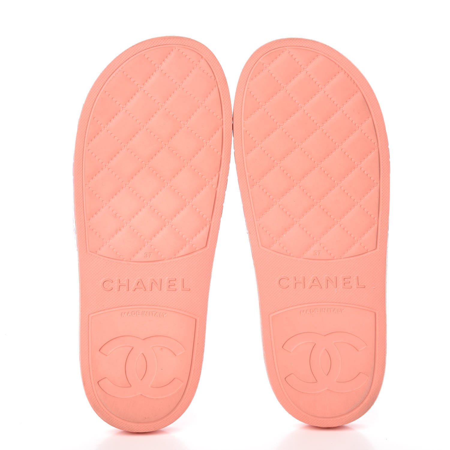 Chanel Rubber CC Flat Slide Sandals 37 Orange Pink 7 of 13