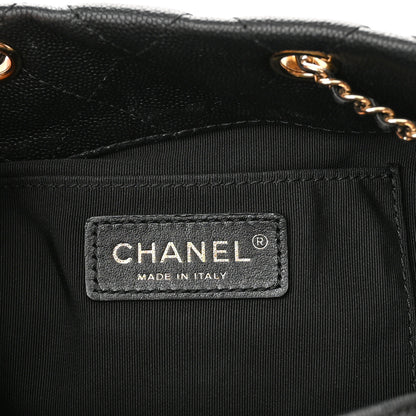 Chanel Caviar Quilted Rolled Up Bucket Drawstring Bag Black 5 of 10