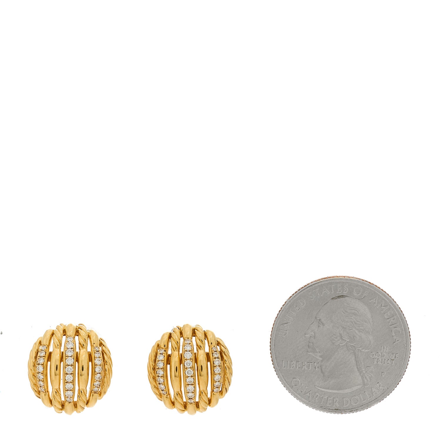David Yurman 18K Yellow Gold Diamond Tides Earrings 2 of 5