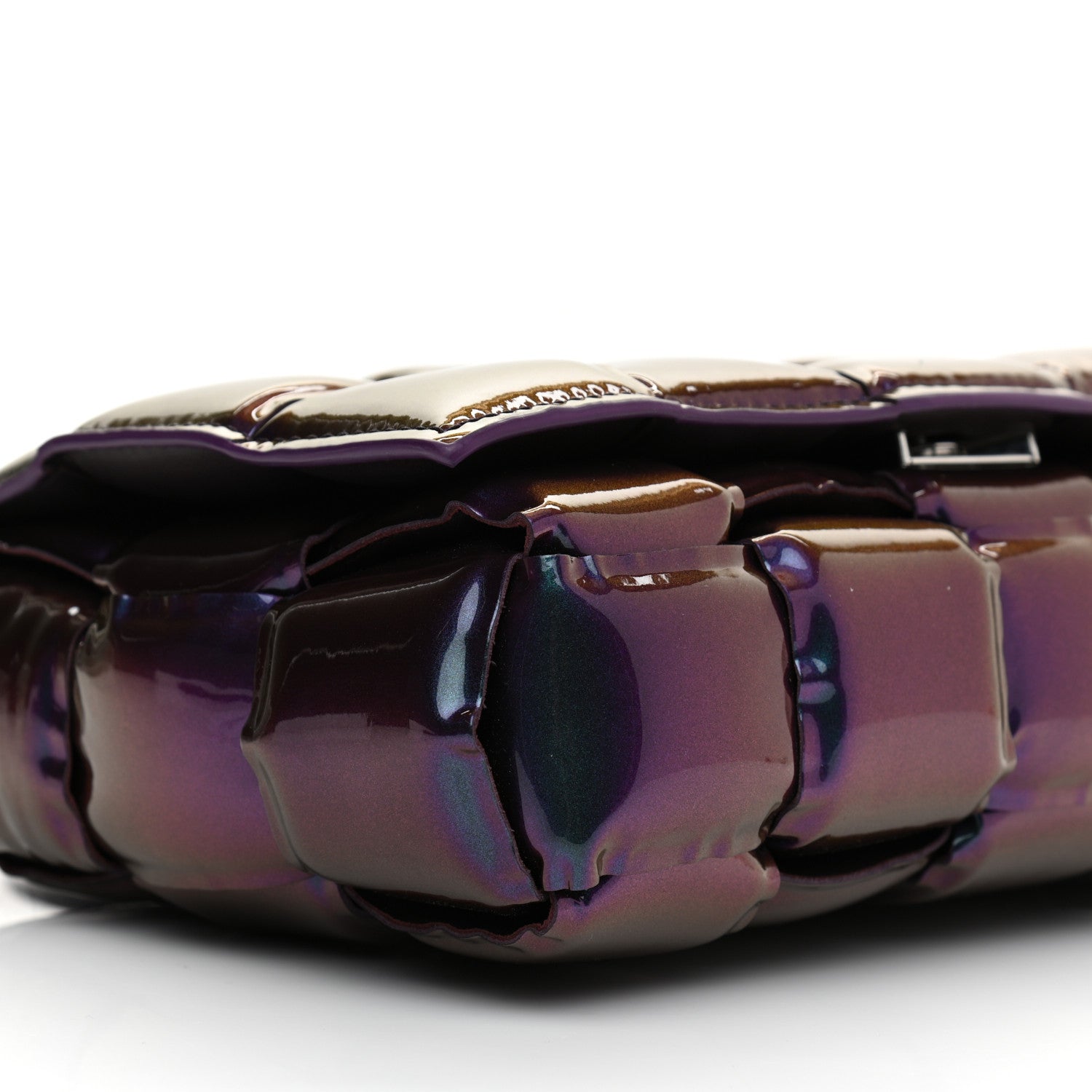 Bottega Veneta Glossy Nail Polish Nappa Maxi Intreccio Padded Cassette Crossbody Bag Holographic 7 of 9