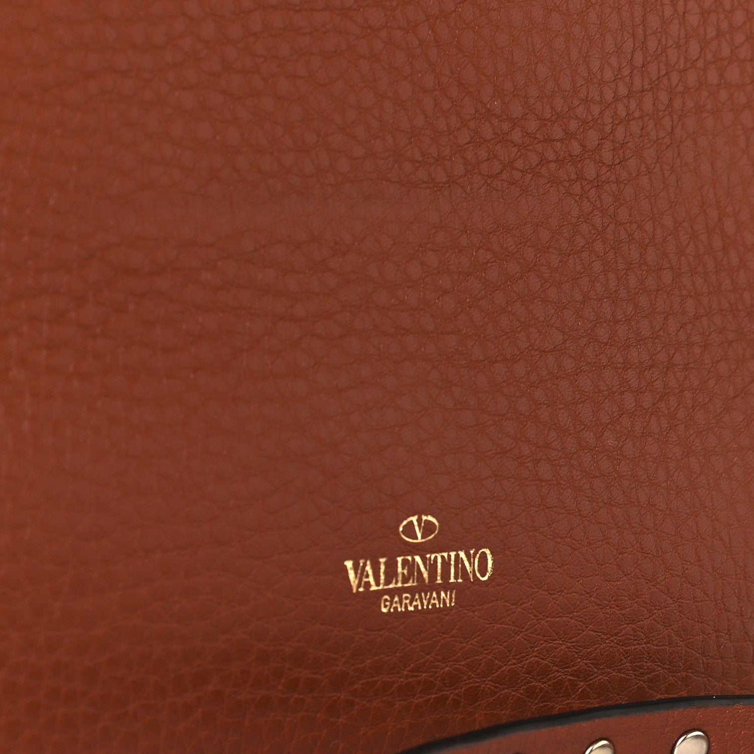 Valentino Garavani Pebbled Calfskin Rockstud Flip Lock Flap Messenger Saddle Brown 8 of 9