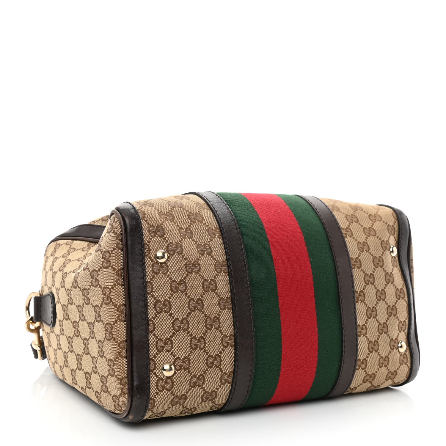 Gucci Monogram Vintage Web Medium Boston Dark Brown 4 of 14
