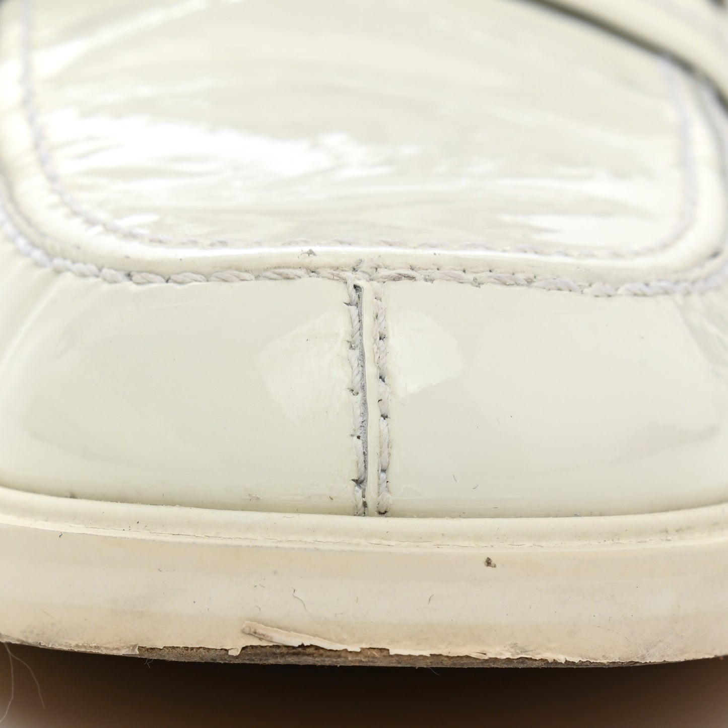 Shiny Calfskin Logo Loafers 38 White