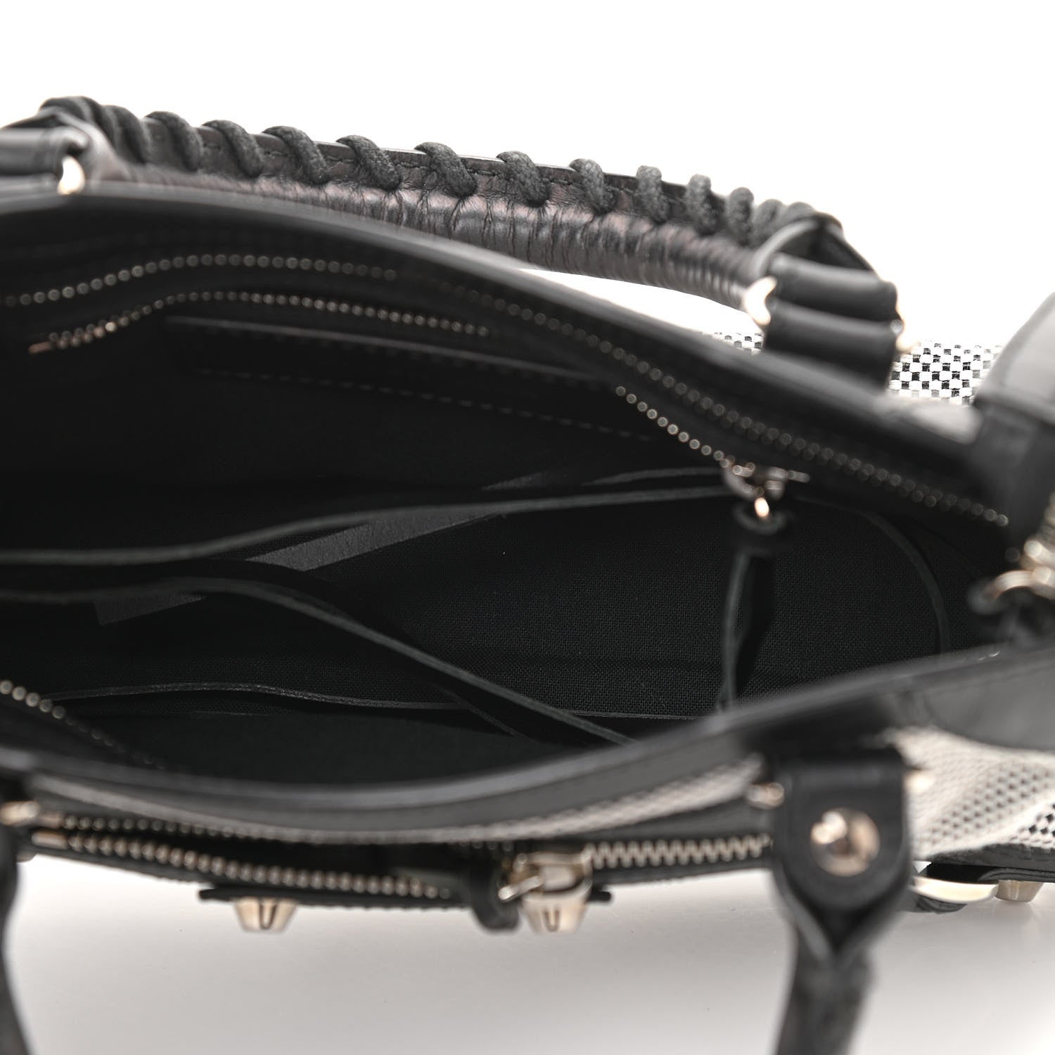 Balenciaga Calfskin Twill Classic Silver Hardware Mini City Black White 5 of 12