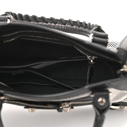 Balenciaga Calfskin Twill Classic Silver Hardware Mini City Black White 5 of 12