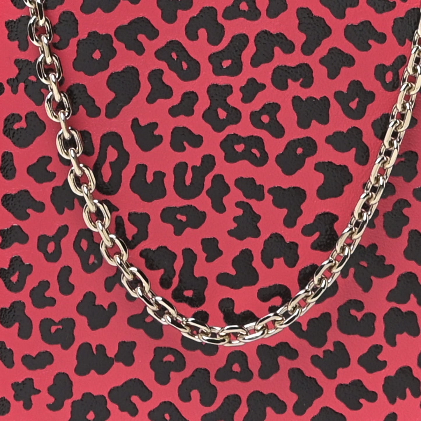 Calfskin Leopard Print Phone Holder Pink Black