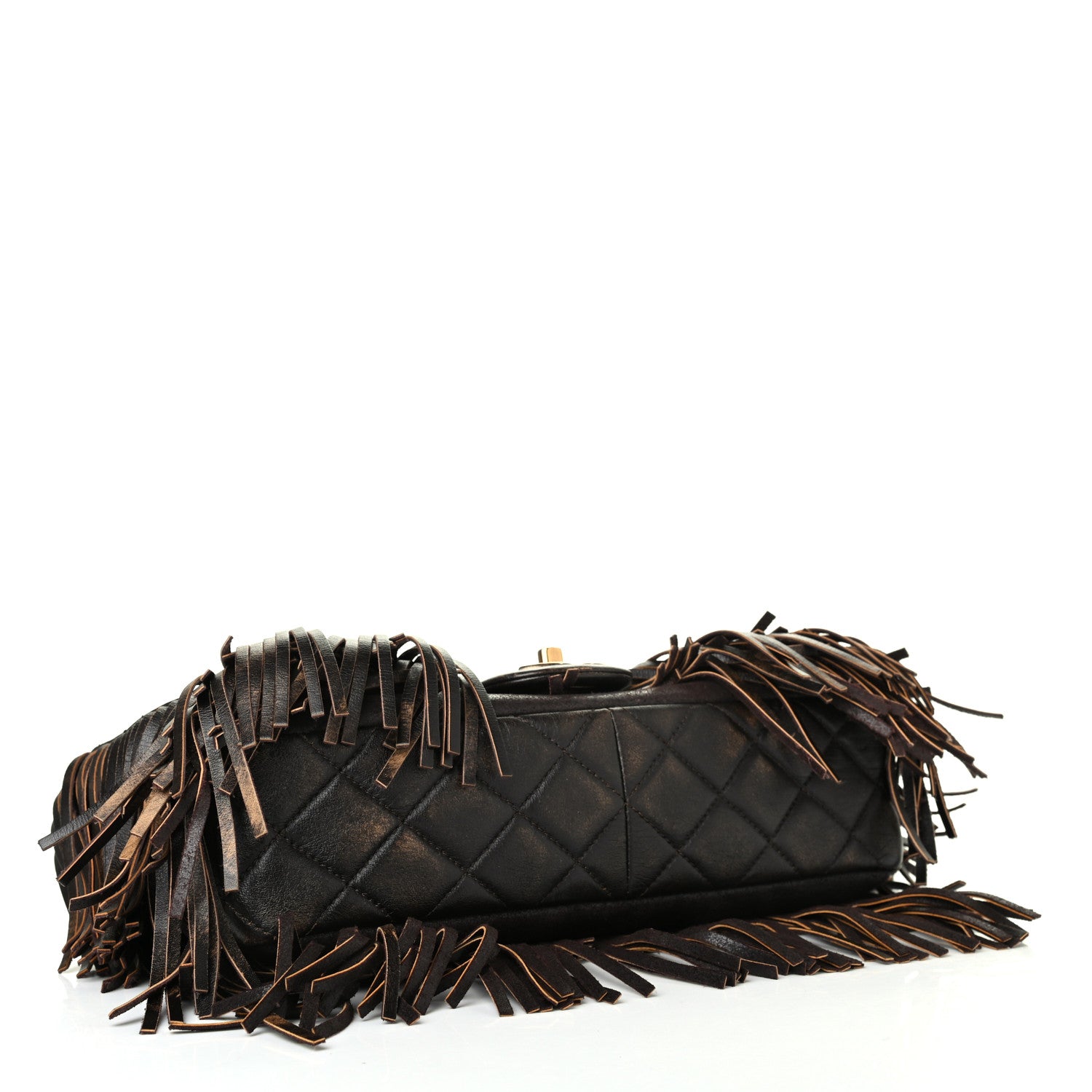 Chanel Metallic Calfskin Quilted Large Into The Fringe Flap Brown 3 of 4