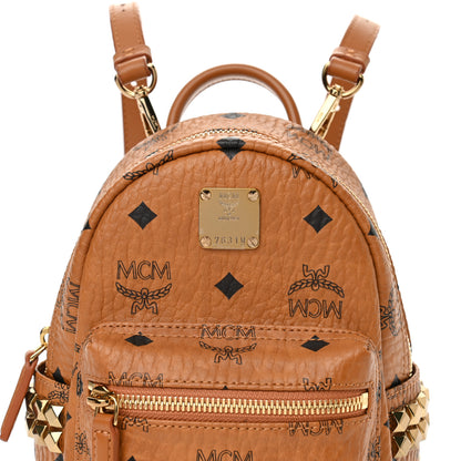 MCM Visetos Side Stud X-Mini Stark Bebe Boo Backpack Cognac 9 of 12