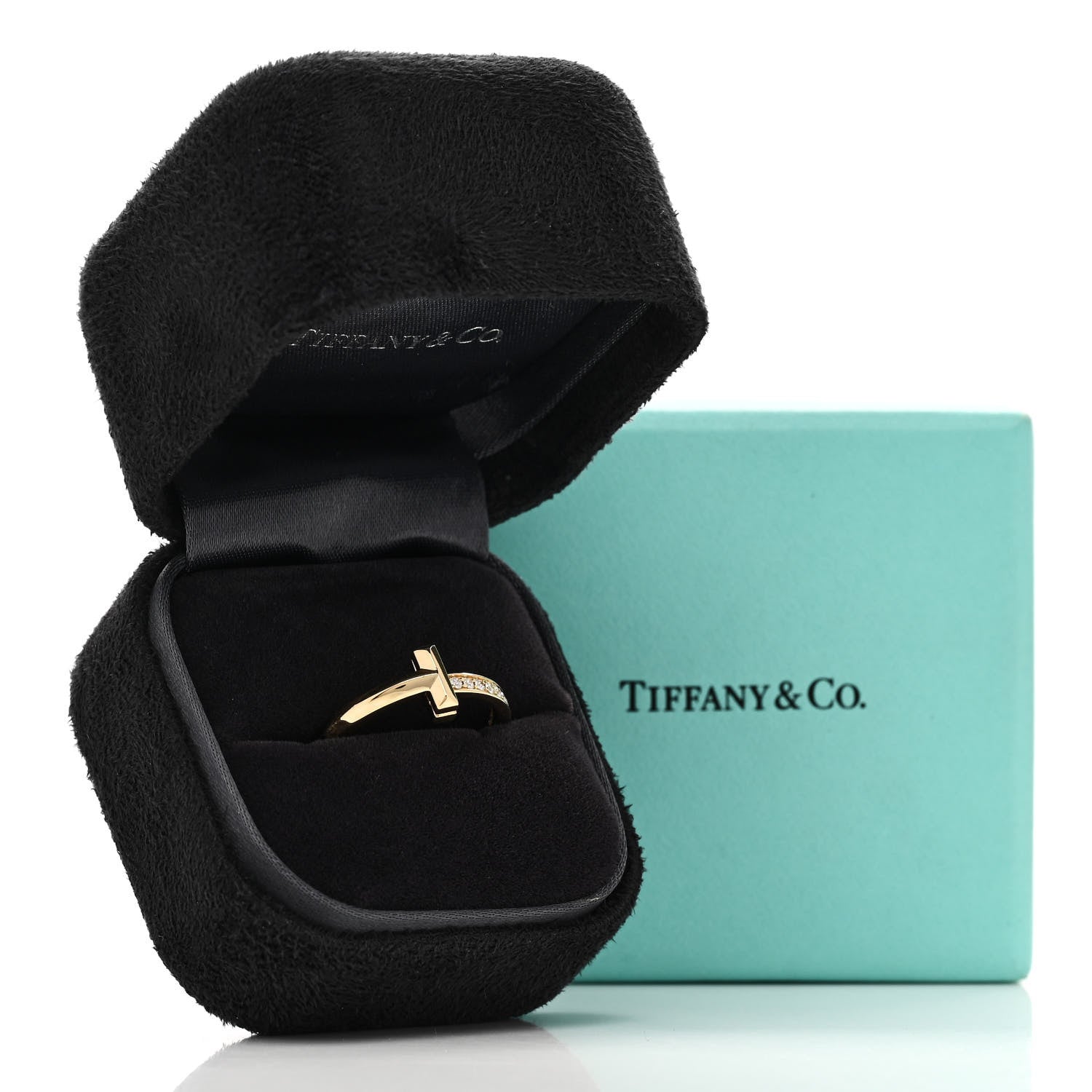 Tiffany 18K Yellow Gold Diamond 2.5mm T T1 Ring 57 8 5 of 5