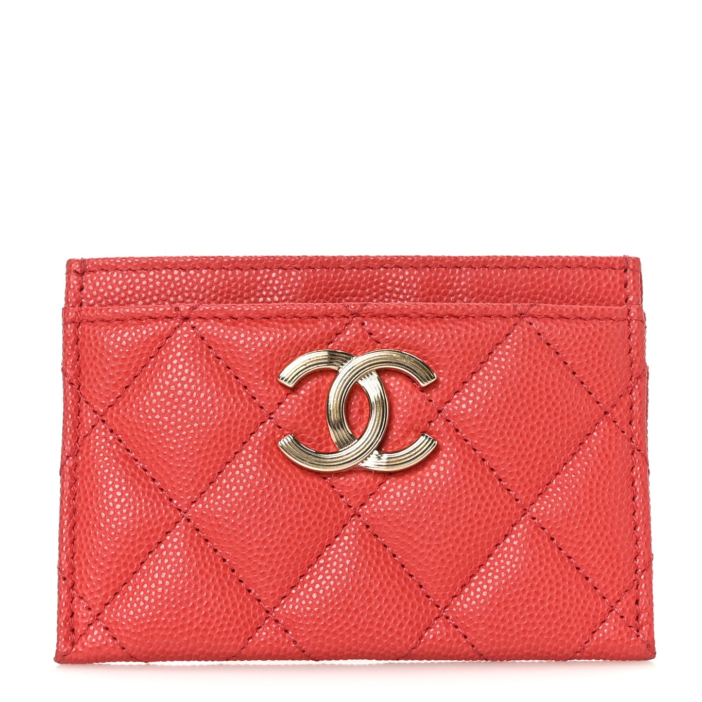 Caviar Quilted CC Card Holder Orange