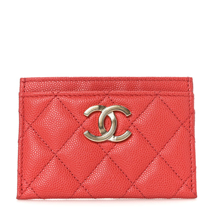 Chanel Caviar Quilted CC Card Holder Orange 1 of 8