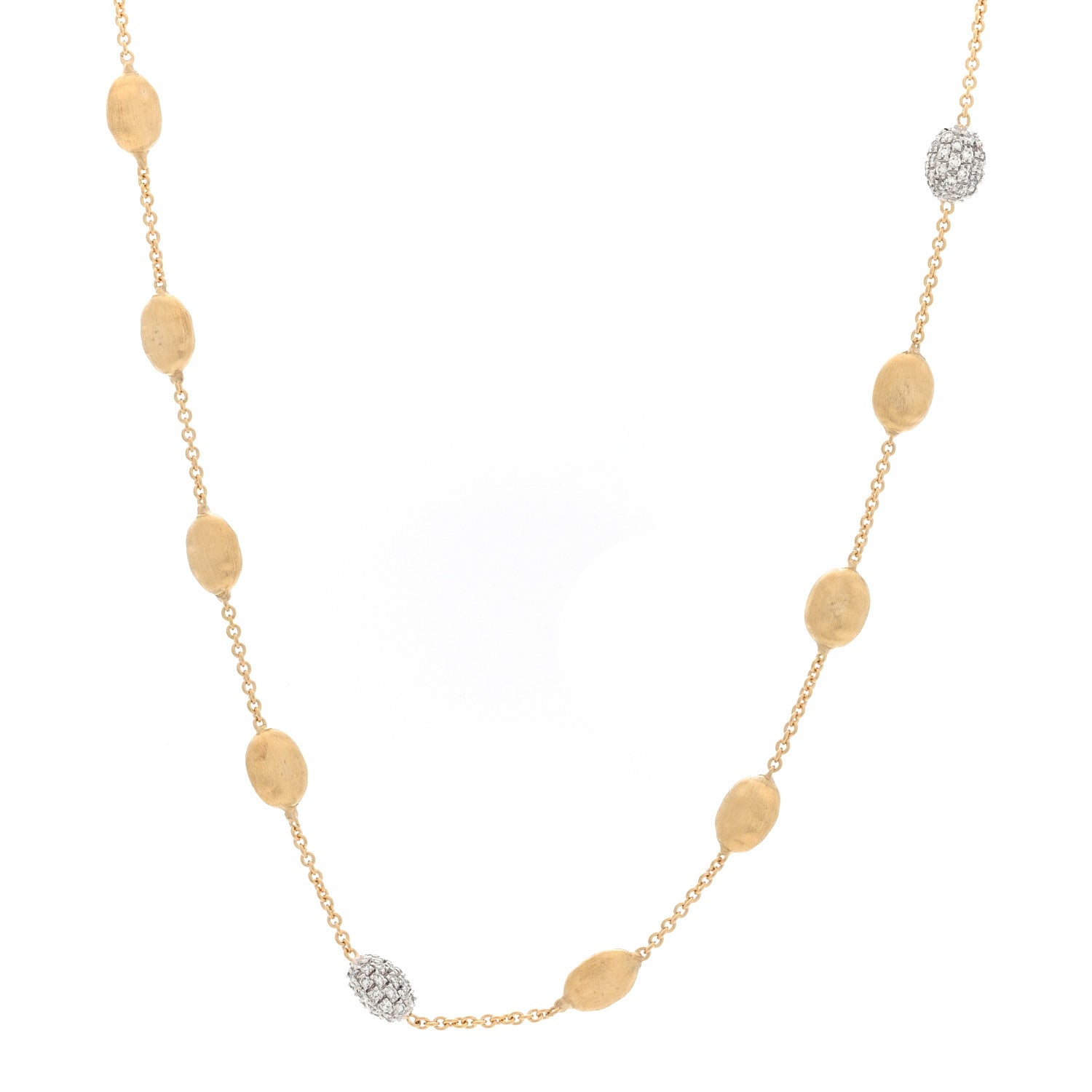 Marco Bicego 18K Yellow White Gold Diamond Siviglia Small Bead Short Necklace 1 of 4
