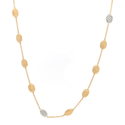Marco Bicego 18K Yellow White Gold Diamond Siviglia Small Bead Short Necklace 1 of 4