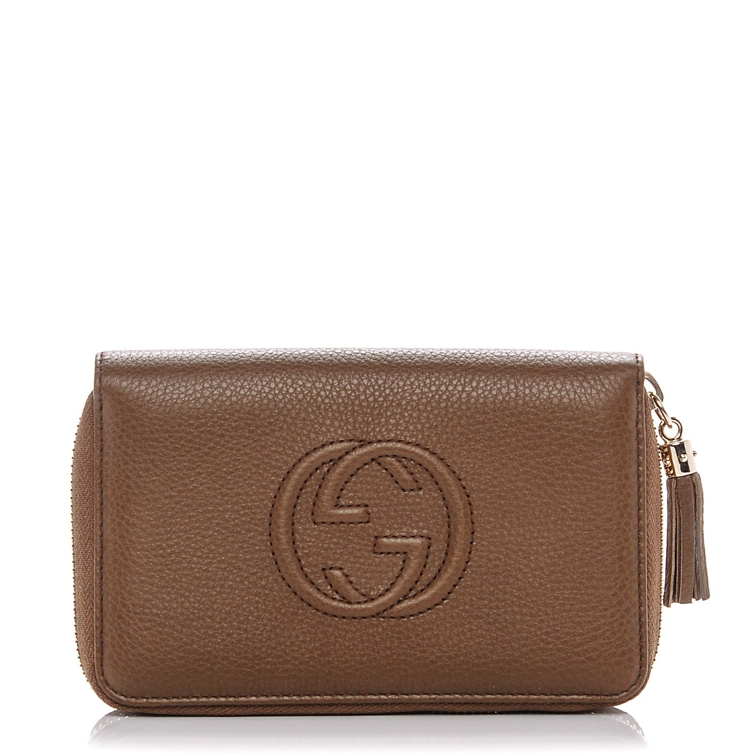Gucci Calfskin Medium Soho Zip Around Wallet Maple Brown 1 of 6