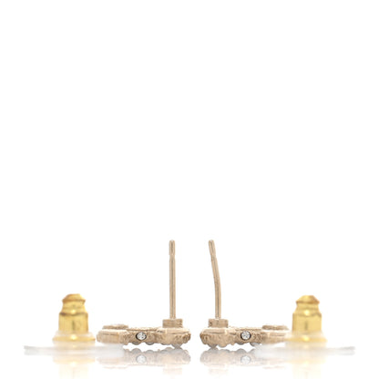 Chanel Metal Graduated Pearl Crystal CC Earrings Light Gold 3 of 5