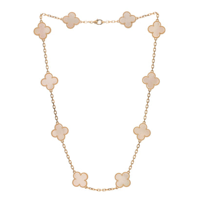 Van Cleef & Arpels 18K Yellow Gold Mother of Pearl 10 Motifs Vintage Alhambra Necklace 2 of 3