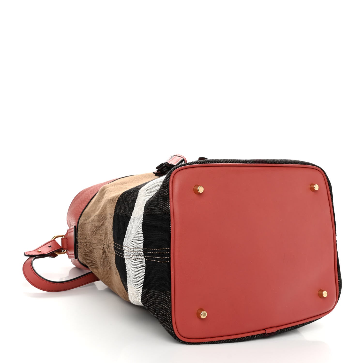 Burberry Grainy Calfskin Canvas Mega Check Medium Ashby Tassel Hobo Pink Azalea 4 of 9