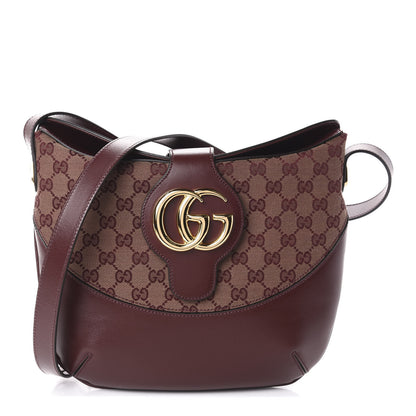 Gucci GG Monogram Calfskin Medium Arli Shoulder Bag Sahara Rubino Chardonnay 1 of 9