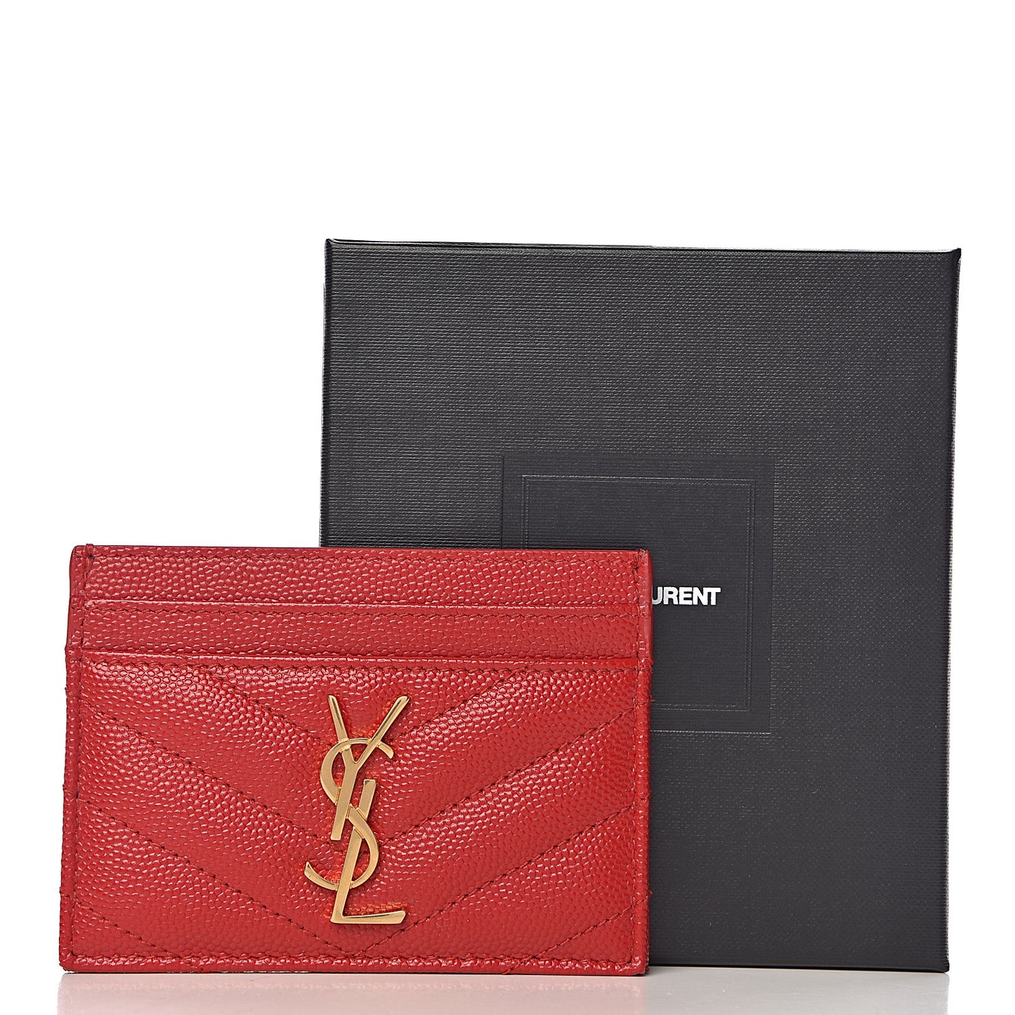 Grain De Poudre Matelasse Chevron Credit Card Case New Red
