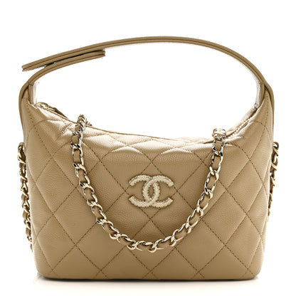 Chanel Caviar Quilted Hobo Dark Beige 1 of 12