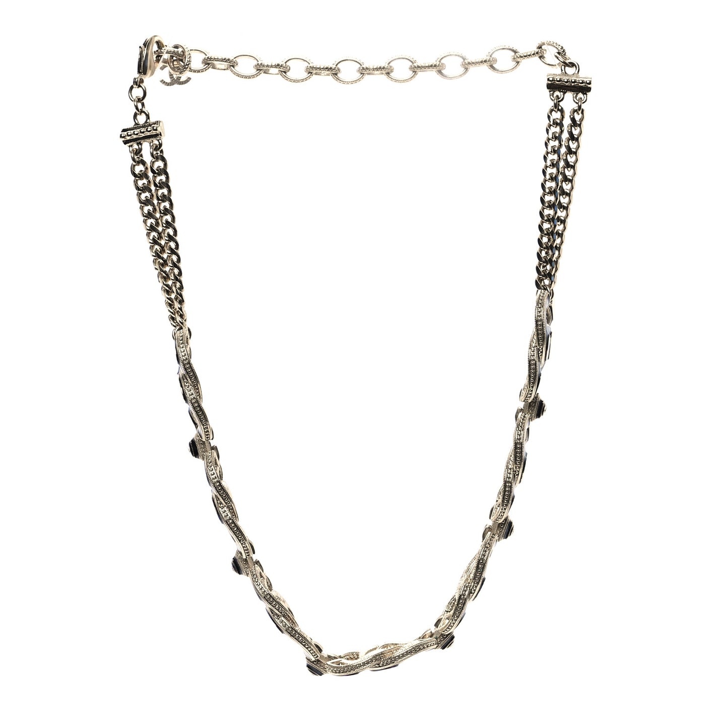 Enamel CC Chain Choker Necklace Gold Black