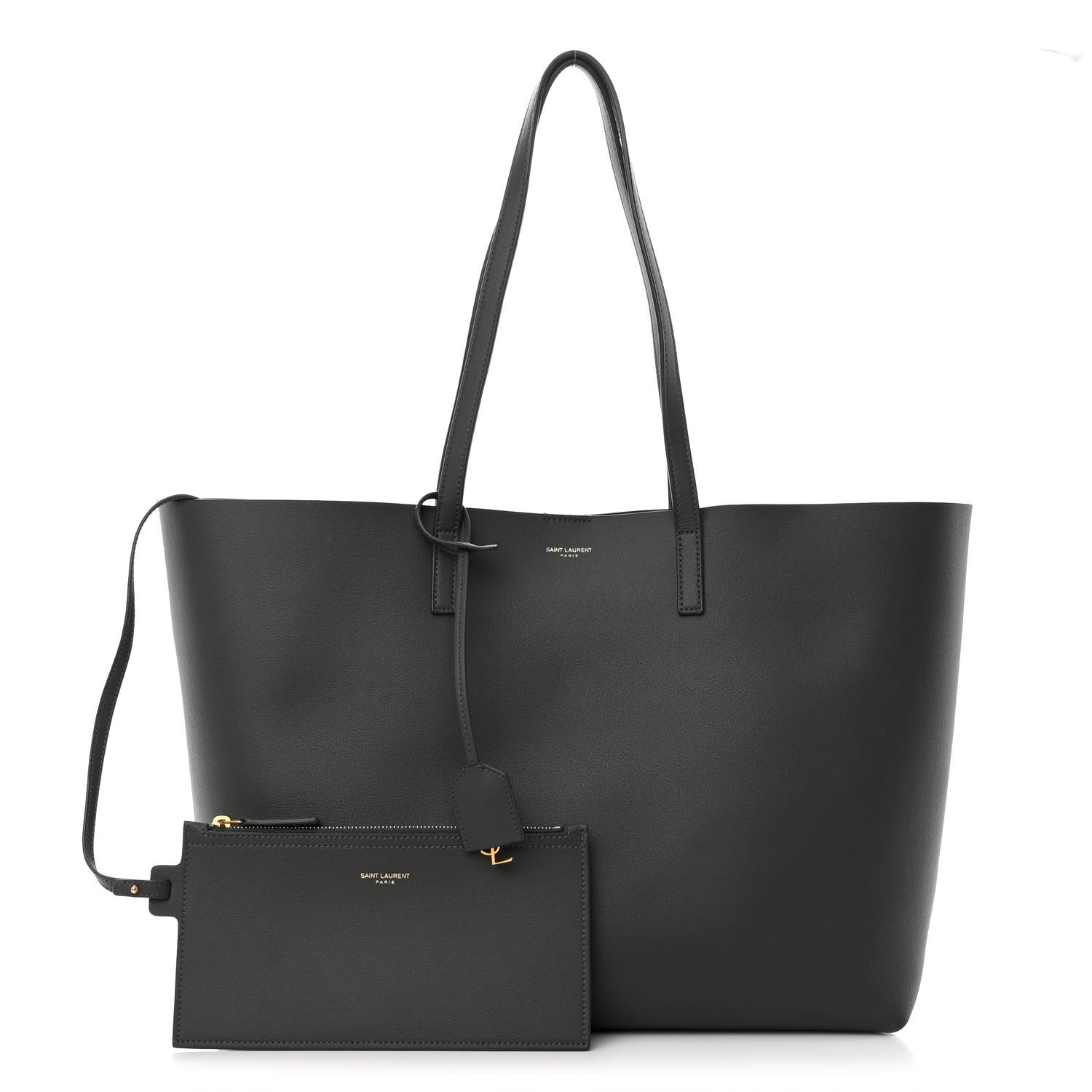 Saint Laurent Calfskin Large Shopping Tote Storm 1 of 14